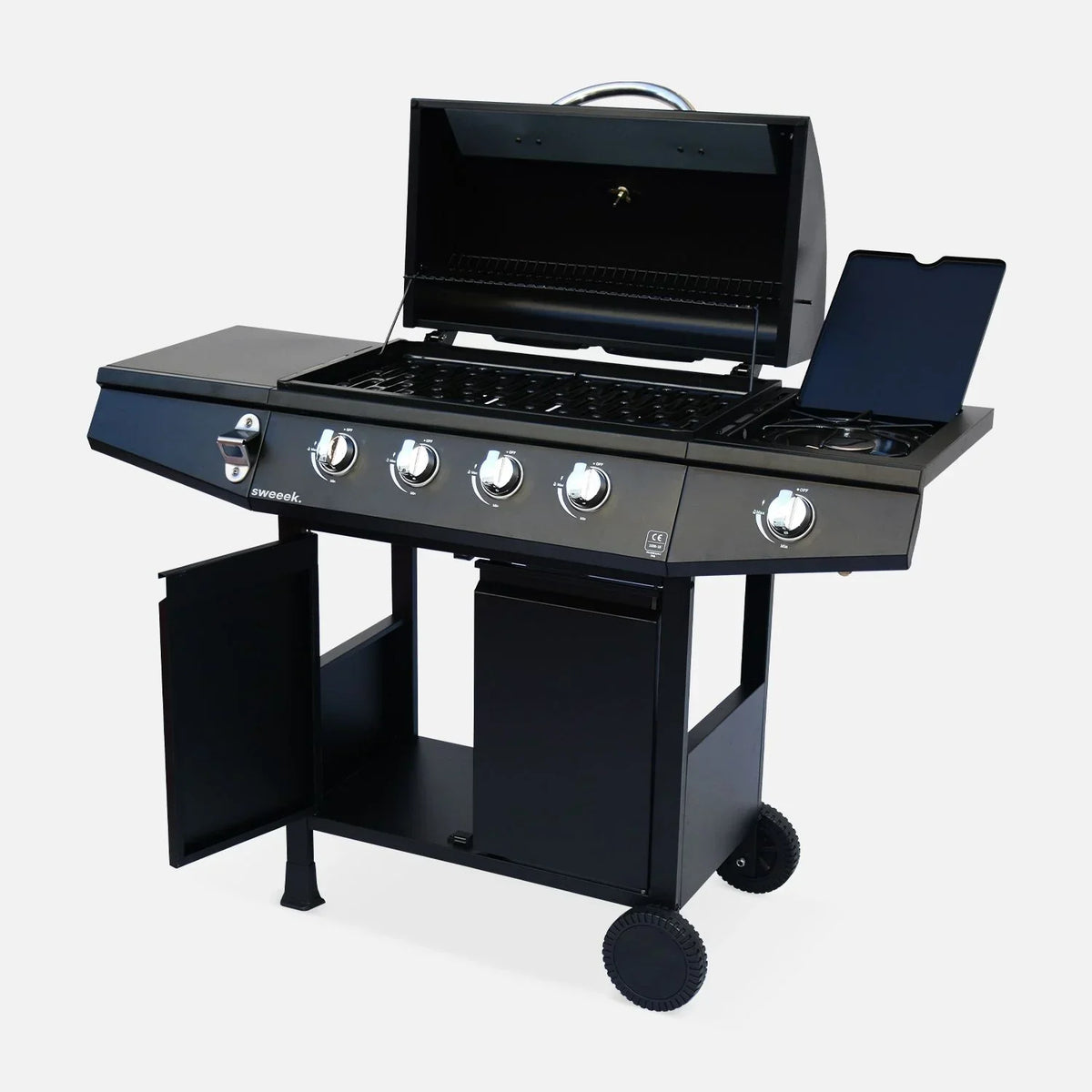 Gasgrill -treville 4 Schwarz- 4 Brenner + 1 Seitenkocher