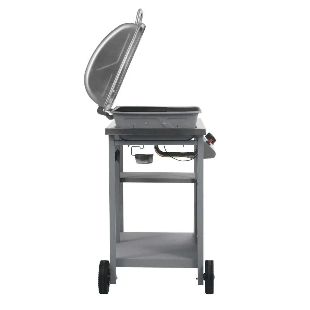 Barbacoa Portátil De Gas Con Mesita De 3 Estantes Plateado Vidaxl