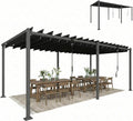 Outsunny Pérgola de Jardín 3x5,7 m, Cenador de Jardín con Techo de Lamas Ajustable a 90°, Manivela, Estructura de Aluminio, Protección UPF50+, Pabellón para Exterior, Patio, Terraza, Gris Oscuro