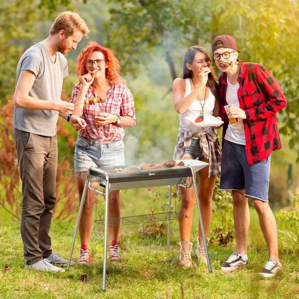 Outsunny Holzkohlegrill Edelstahl Metall 96x61x72 cm Schwarz