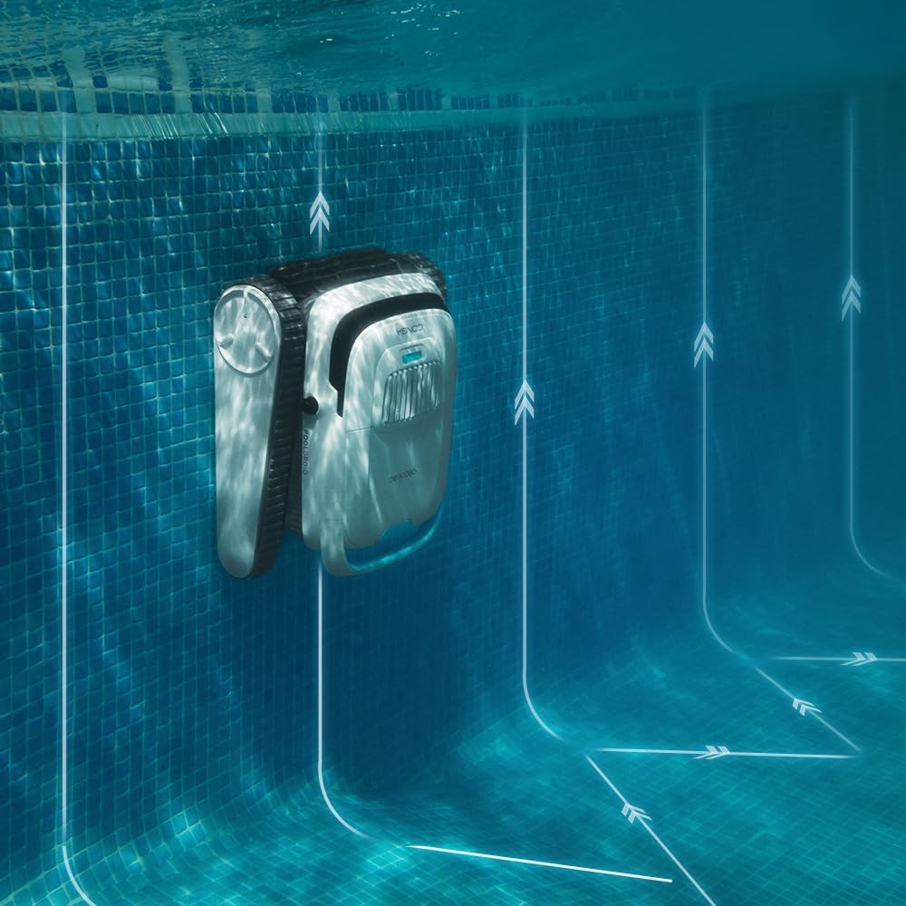 Cecotec Poolroboter für Boden, Wände und Wasserlinie Conga Pooldroid 5000 TotalClean Pearl. 100m2 Oberfläche, 90º Max. Neigung, Geordnete Reinigung, 100min Akkulaufzeit, 4L Kapazität