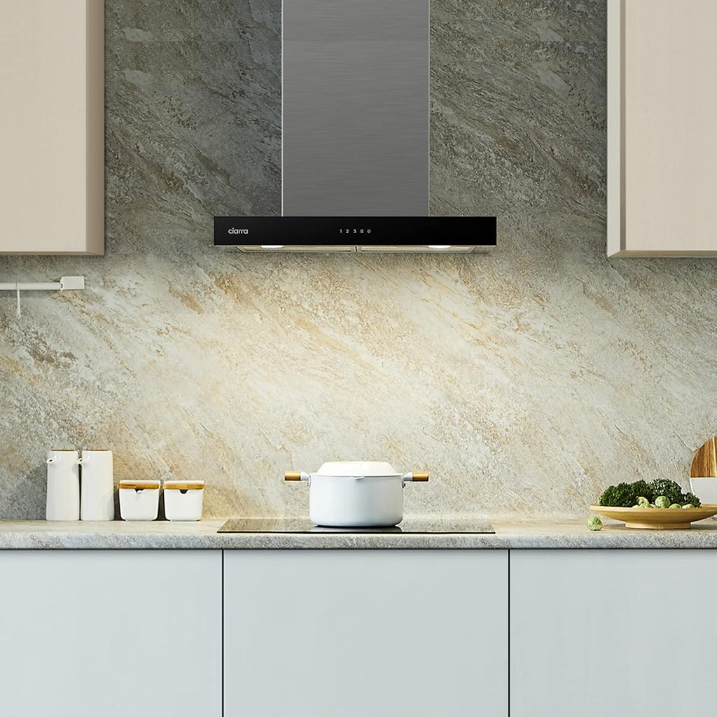 Ciarra CBCS6102 Dunstabzugshaube 60cm 650 m³/h - Touch Control & Wifi - 4 Geschwindigkeiten - Abluft- und Umluftbetrieb mit Aktivkohlefilter CBCF003 - Edelstahl