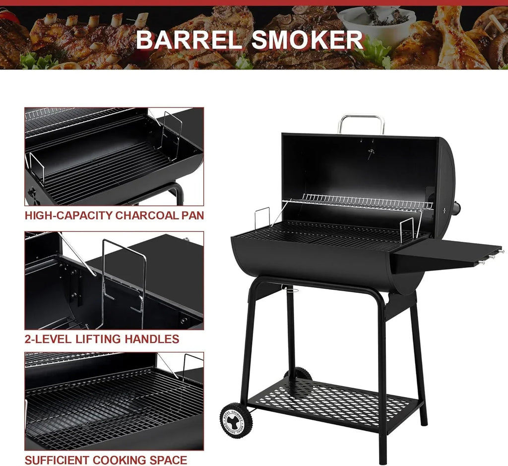 2026 Parrilla de carbón Royal Gourmet CC1830 de 30 pulgadas con mesa lateral, barbacoa exterior con 627 pulgadas cuadradas de espacio de cocción para jardín, terraza y fiestas, color negro