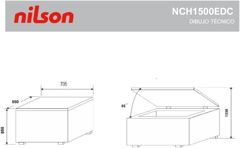 Nilson Gefrierschrank horizontal Weiß NCH1500EDC. Kapazität 142 Liter, Dual Cooling, 4 Sterne, Super-Gefriermodus, Zyklische Technologie, Klapptür, 1 Korb, geräuscharm