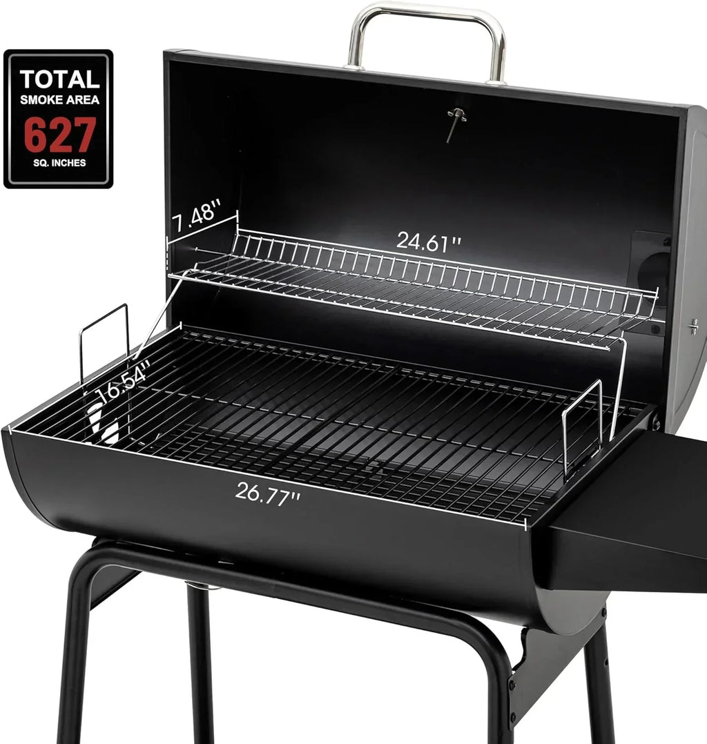2026 Parrilla de carbón Royal Gourmet CC1830 de 30 pulgadas con mesa lateral, barbacoa exterior con 627 pulgadas cuadradas de espacio de cocción para jardín, terraza y fiestas, color negro