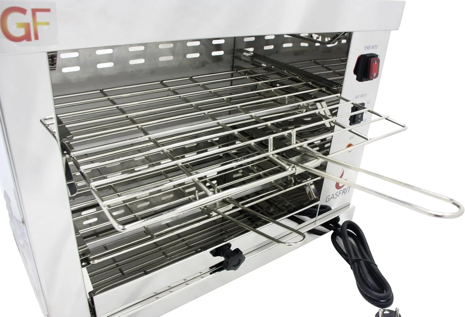 Tostador Eléctrico Industrial de Cuarzo 2 Plantas, 3000W, Acero Inoxidable, Parrilla y Bandeja Recogemigas Extraíbles, Uso Profesional Hostelería