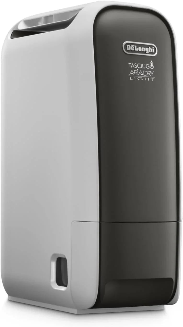 De'Longhi Tasciugo AriaDry Light – Portable Dehumidifier with Zeolite Technology and Ionizer, Removes up to 6 L/Day, Dry Clothes, Anti-Mould and Quiet, Swing and Timer Function, Grey (DNS65)