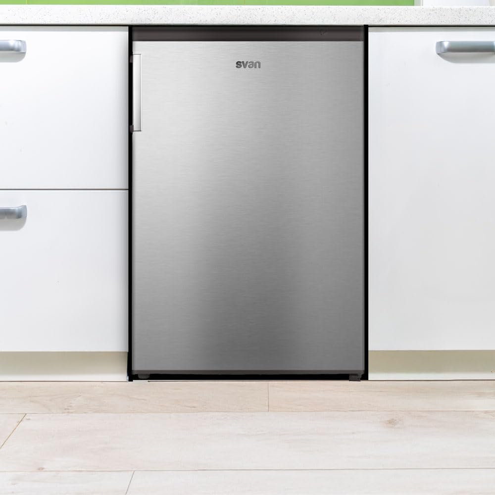 Svan Gefrierschrank Inox SCV855500EX. 85 Liter Fassungsvermögen, wechselbarer Türanschlag, geringe Geräuschentwicklung, Energieeffizienzklasse E