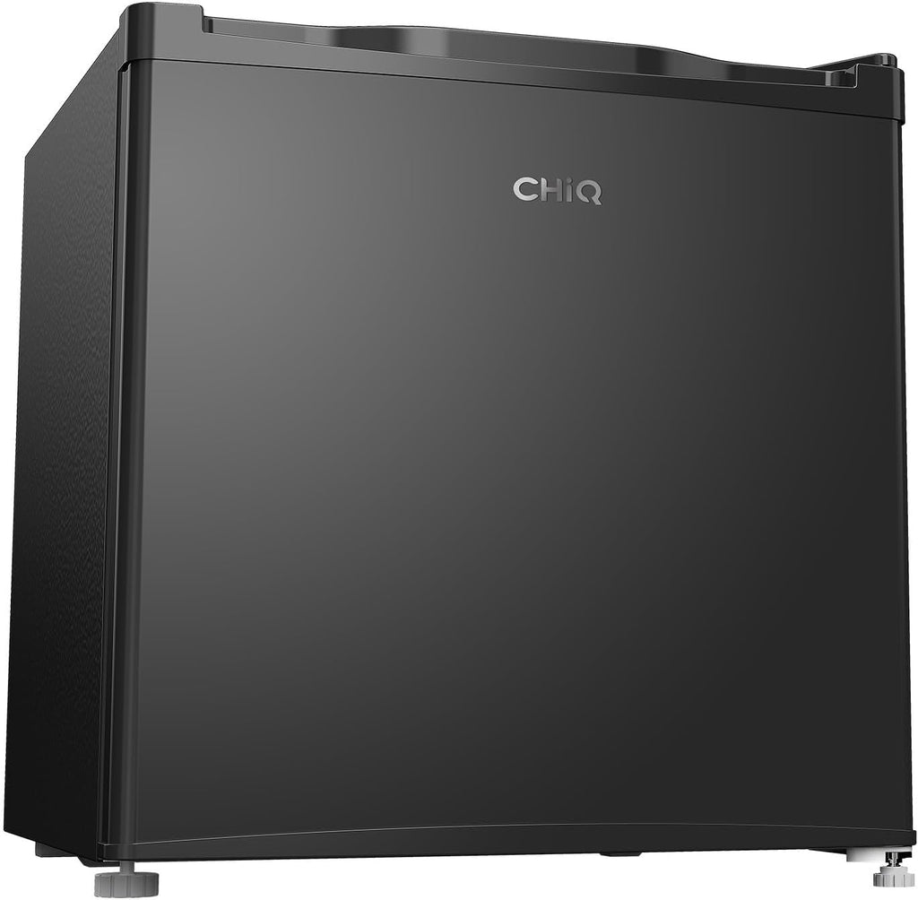 CHIQ Frigorífico Minibar capacidad 46L, Compresor incorporada, Botellero y Compartimiento Congelador, Control de Temperatura regulable, Bajo Nivel de ruido, Puerta Reversible, Color Negro