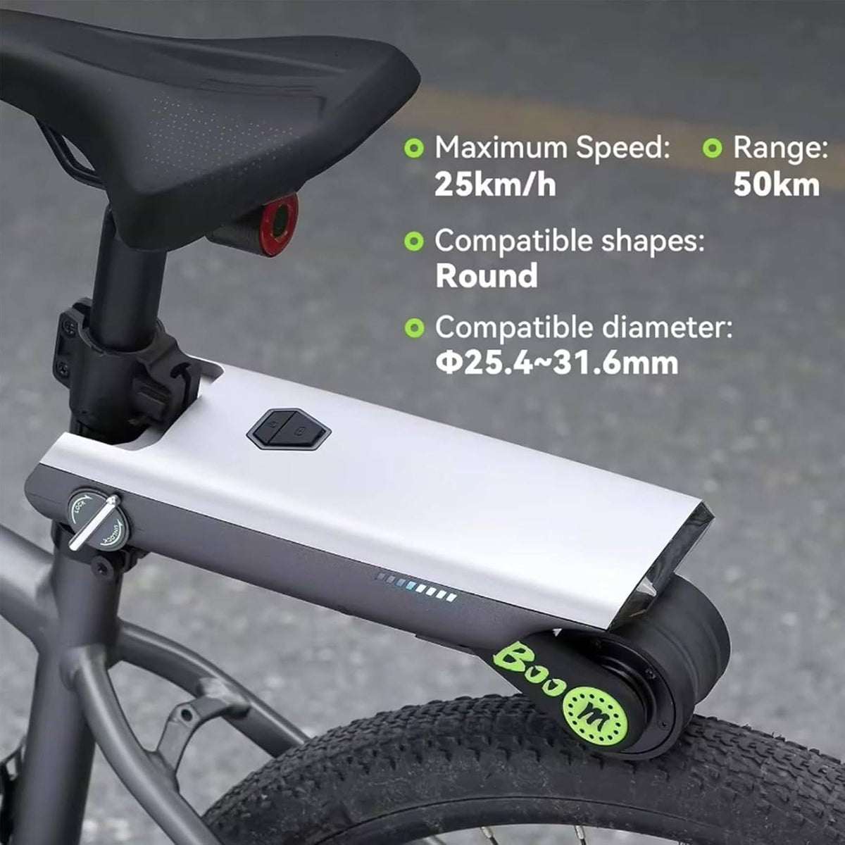 Kit ConversióN Bicicleta EléCtrica + Adaptador Tija SillíN 6 Velocidades, MáX. 15,5 Mph, 2 Kg Ligero De Transportar + Control De AplicacióN, Bueno Para Bicicletas MontañA Y Carretera