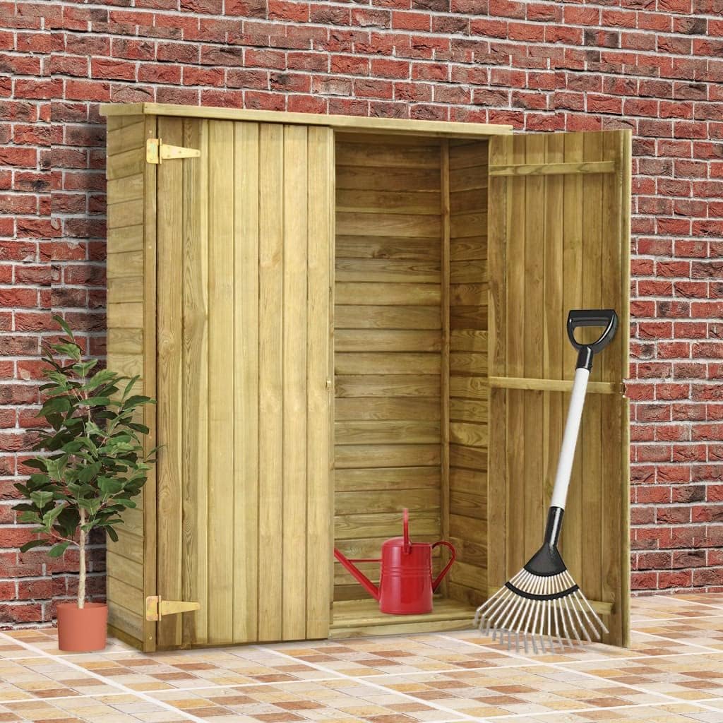 Tidyard Caseta Herramientas Jardín 4 Estantes de Apoyo Gabinete Caseta Herramientas Cobertizo Armario Exterior Madera Jardín Pino Impregnada 123 x 50 x 171 cm