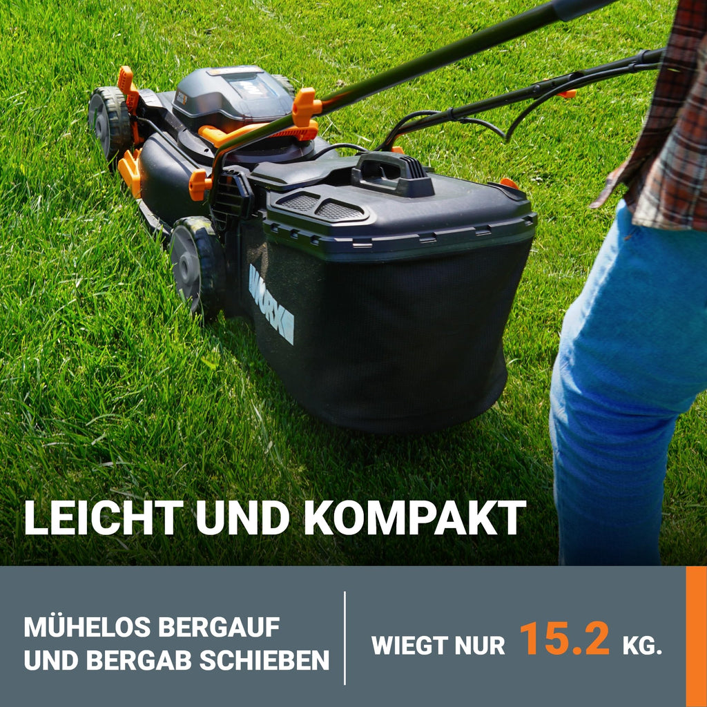 2025 Cortacésped inalámbrico WORX WG743E 40V – Cortacésped profesional con función mulching y batería PowerShare – Ideal para jardines de hasta 500 m²