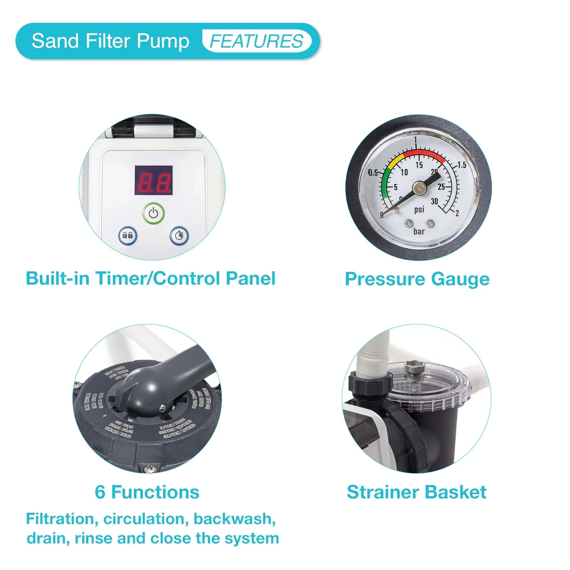 2025 Intex Sandfilterpumpe 2100 GPH für Aufstellpools mit automatischem Poolsauger