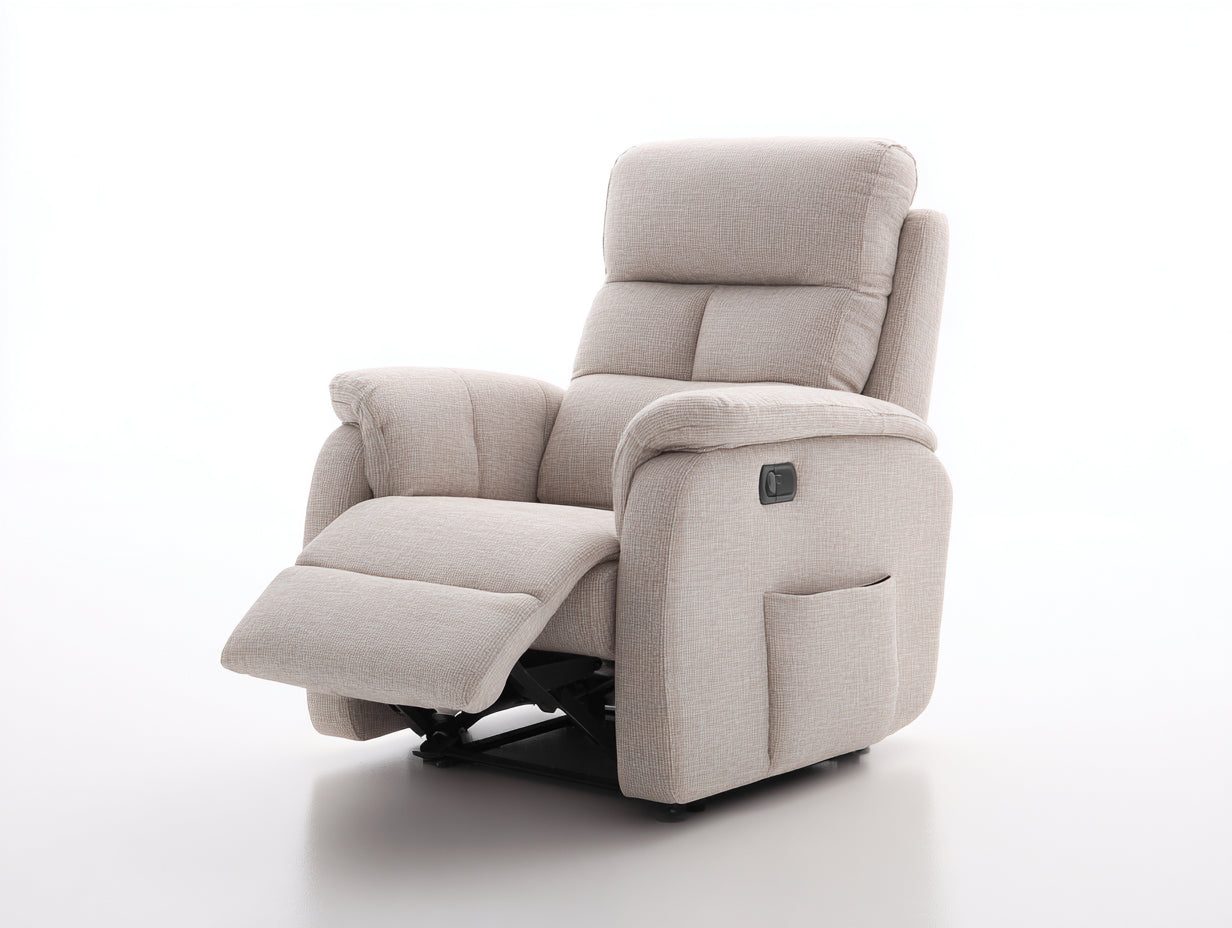 Sillones reclinables tapizado tela 92x100x105 cm color beige uso salón estilo moderno reclinable manual