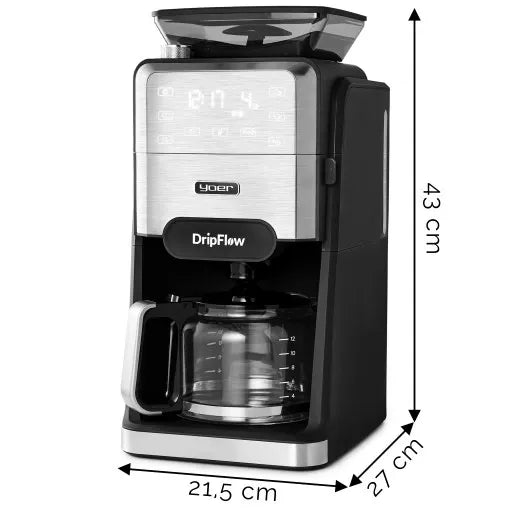 Filterkaffeemaschine mit Kaffeemühle Yoer 1520W 1,5L +Timer