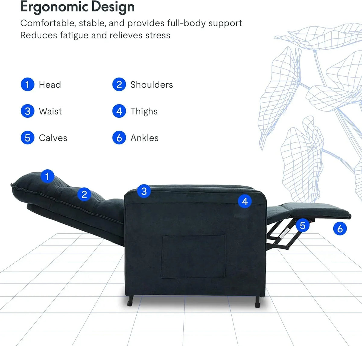 FLEXISPOT Sillón de Relax Eléctrico con Respaldo Ajustable, Reclinable de 105° a 155°, Sillon Reclinable, Sofá Relax Ergonómico Sillón para Dormitorio, Salón y Cine en casa (Gris Oscuro)
