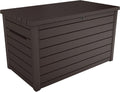 Keter Ontario - Arcón exterior, Baúl almacenaje, Capacidad 870L, Resina, Color Marrón, Ordenación jardín y terraza, 147 x 83 x 86 cm