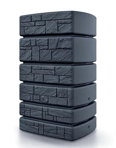 2025 Regenwasserspeicher Tower Stone – Zisterne 350–500 L mit dekorativem Stein-Design