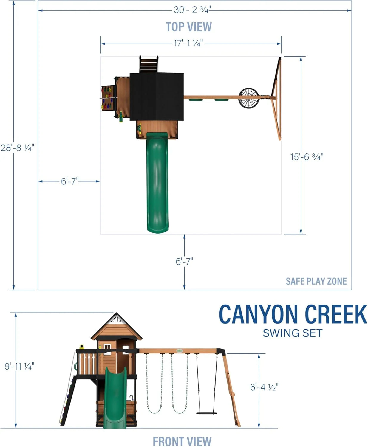 2025 Backyard Discovery Canyon Creek Spielset für draußen aus Zedernholz mit Rutsche, Baumhaus, Schaukeln und Kletterwand