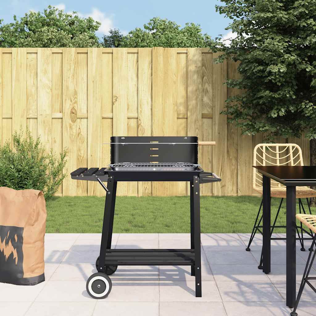 Vidaxl Holzkohlegrill Mit Rädern Stahl Schwarz