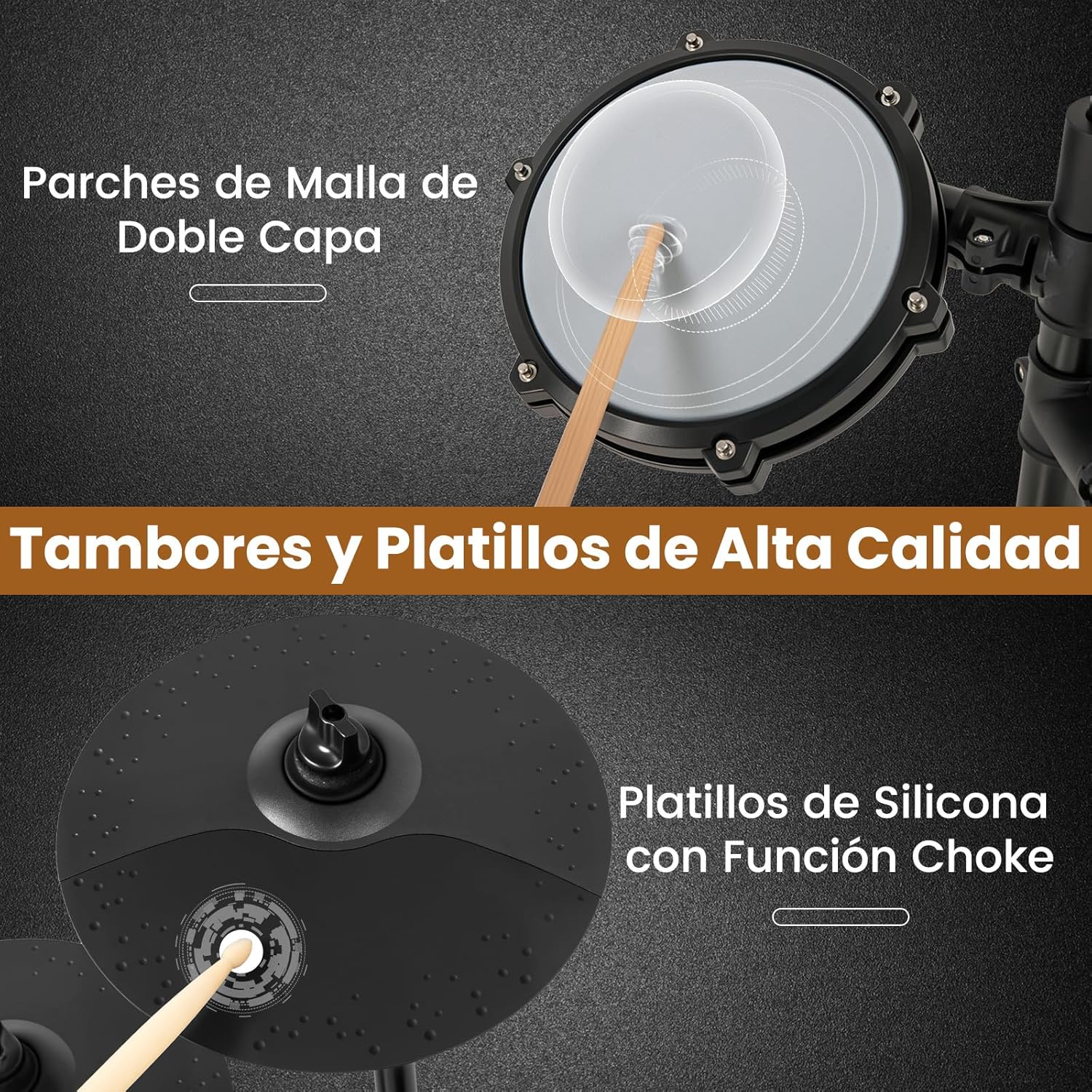 COSTWAY E-Drum-Set, faltbares Schlagzeug mit leisen Mesh-Pads, Becken, 225 Sounds und 30 Demos, Metronom und USB-MIDI, Bassdrum, 2 Schlagstöcke, verstellbarer Hocker, für Erwachsene und Kinder