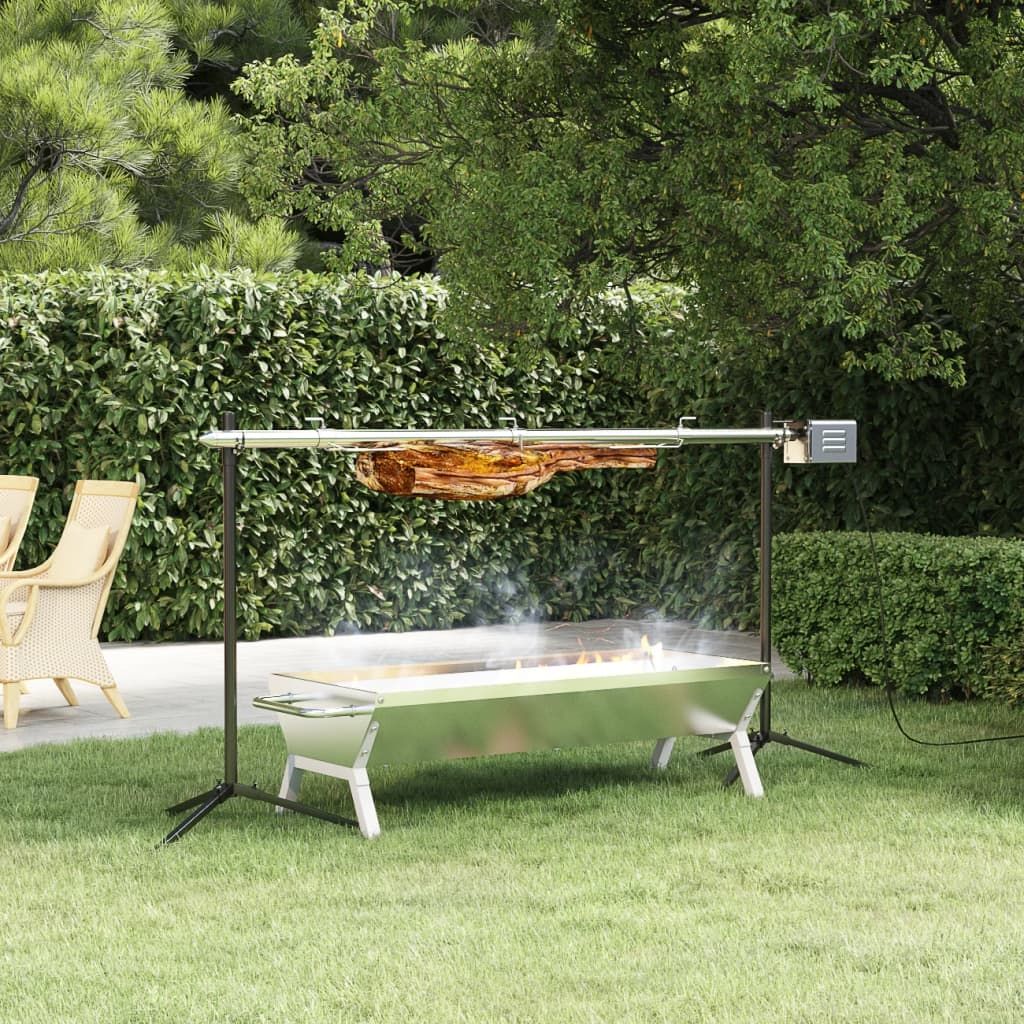 Juego De Barbacoa Automática Y Bandeja Acero Inoxidable Vidaxl