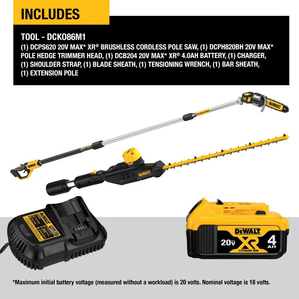 2025 DEWALT 20V MAX Cortadora de Poste y Recortadora de Setos Combo Inalámbrico de Litio-Ion DCKO86M1