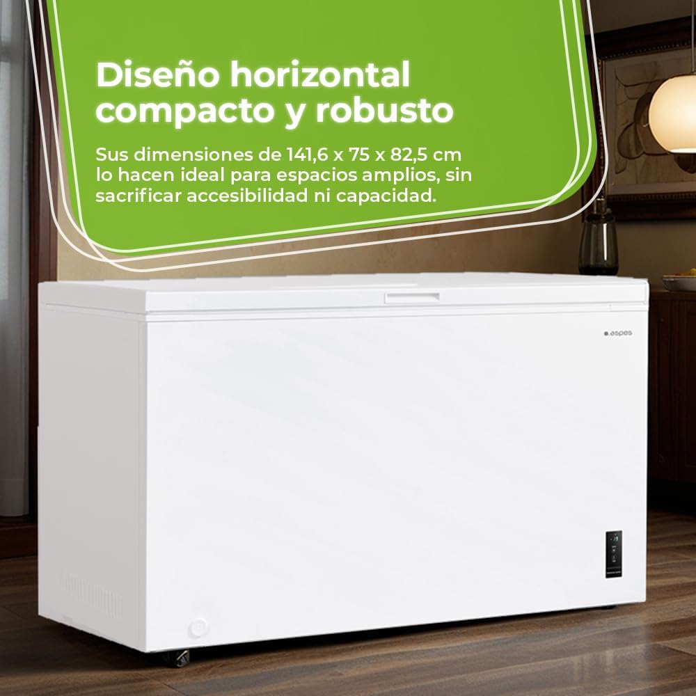Aspes Gefriertruhe Weiß ACHH4500EDC. 418 Liter Fassungsvermögen, Dual Cooling, 2 Körbe, Geräuscharm, Energieeffizienzklasse E