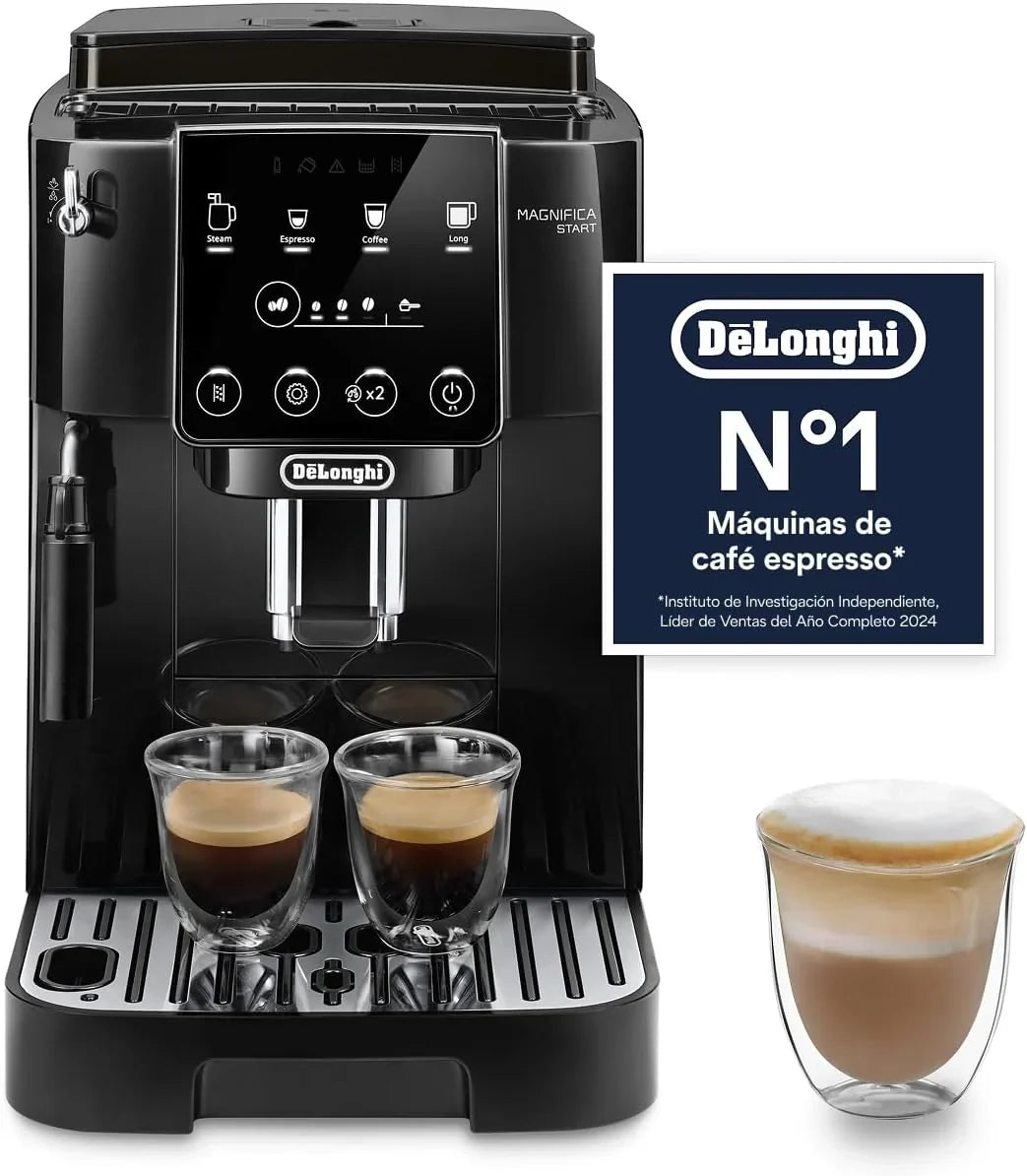 De'Longhi Magnifica S – Perfekter Kaffeevollautomat, manueller Milchaufschäumer, Espresso und Cappuccino, Bedienfeld mit Tasten, Schwarz (ECAM11.112.B)