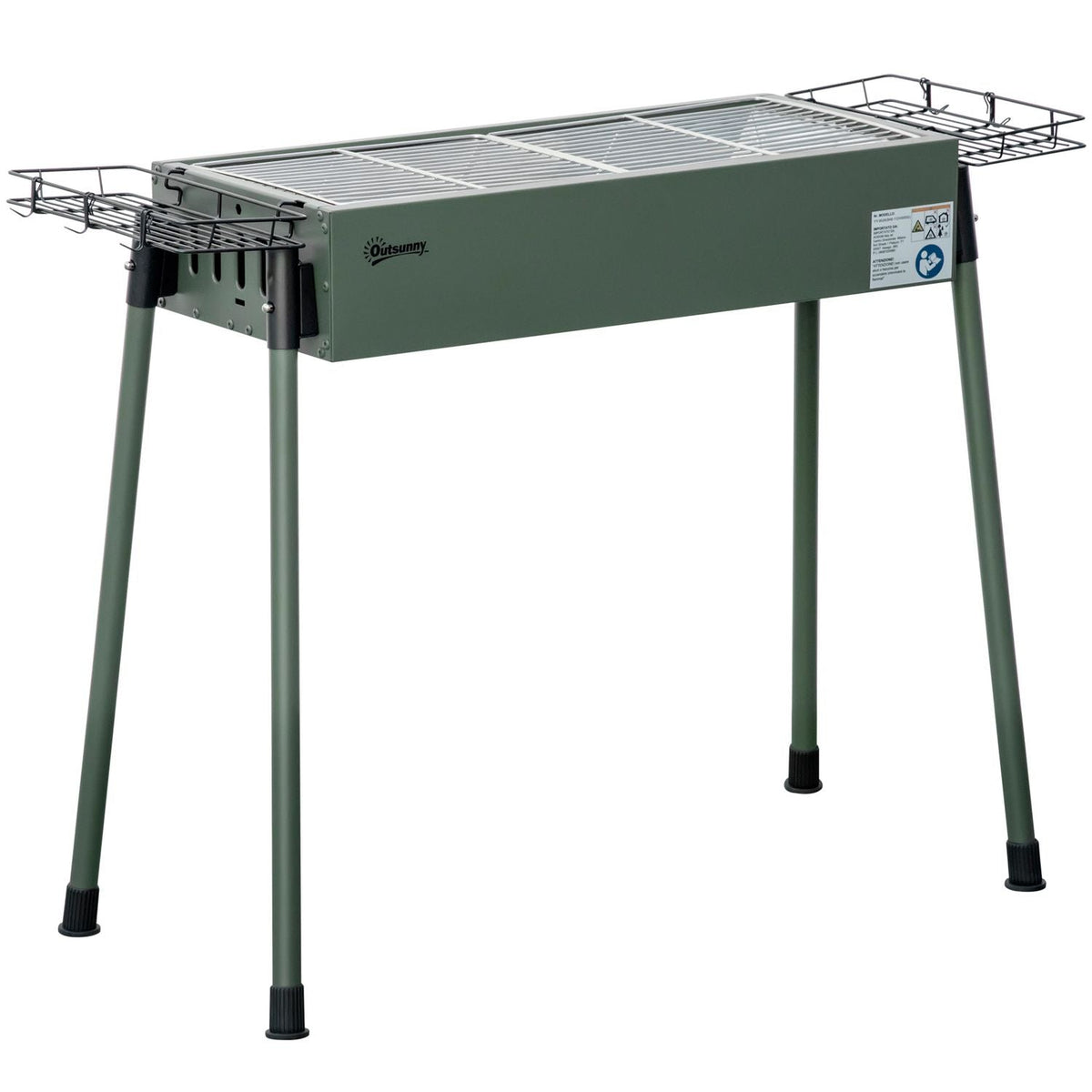 Barbacoa Carbón De Acero Inoxidable Metal 94x39x70 Cm-outsunny.verde