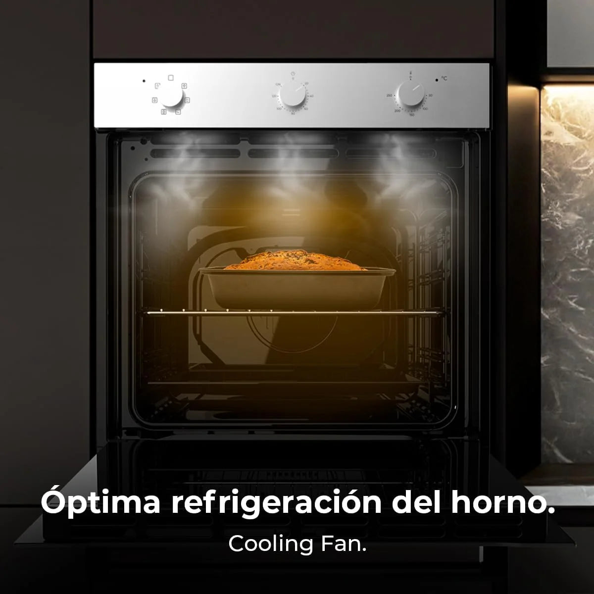 Cecotec Horno Integrable Multifunción 70L Bolero Hexa M236000 Inox Time. 2800W, 6 Funciones, Temporizador, Steam Base XXL, Steam Assist, Steam EasyClean, Cooling Fan, Modo Defrost, Eco, Convección