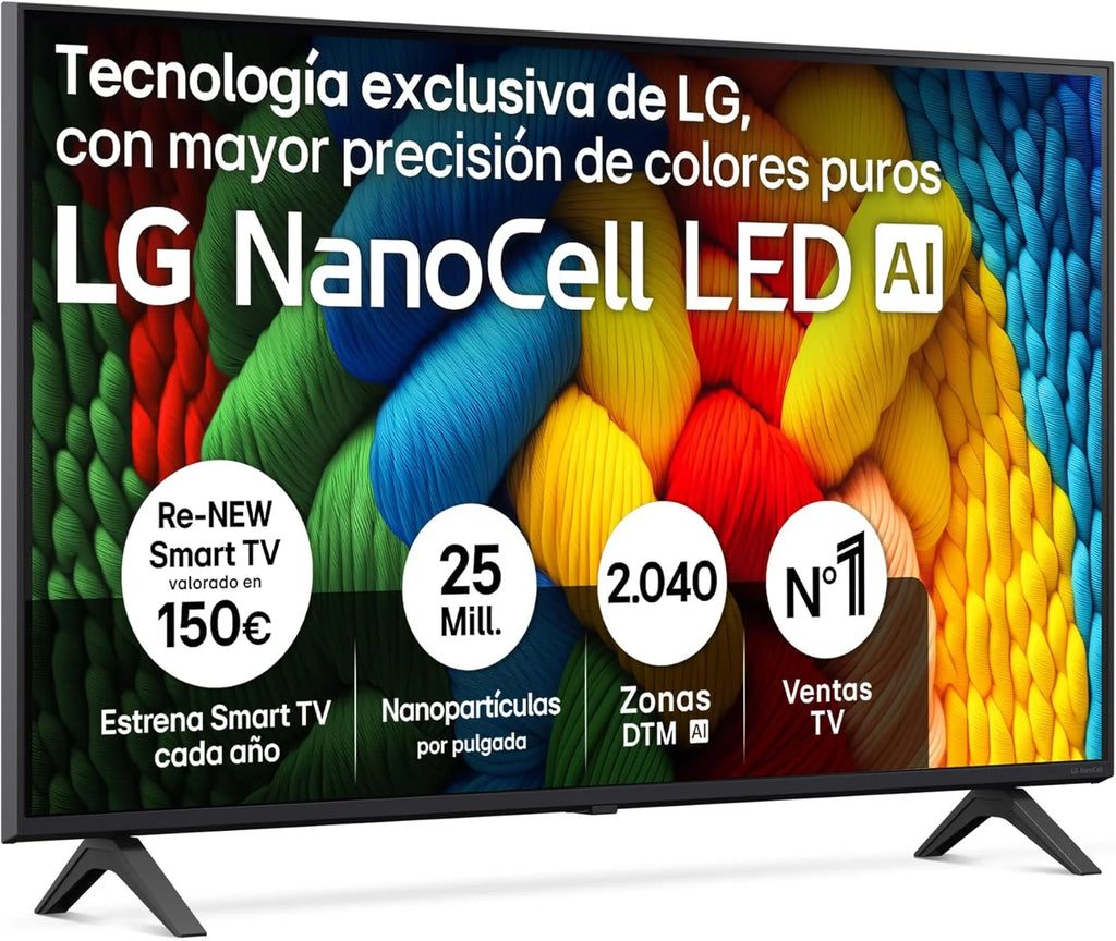 43NANO80A6B - TV 43", 4K NanoCell, Smart TV, LED IA, WebOS 25, Procesador Potente e Inteligente, Super Upscaling, Dolby Digital Plus, Alexa/Google Assistant, Negro