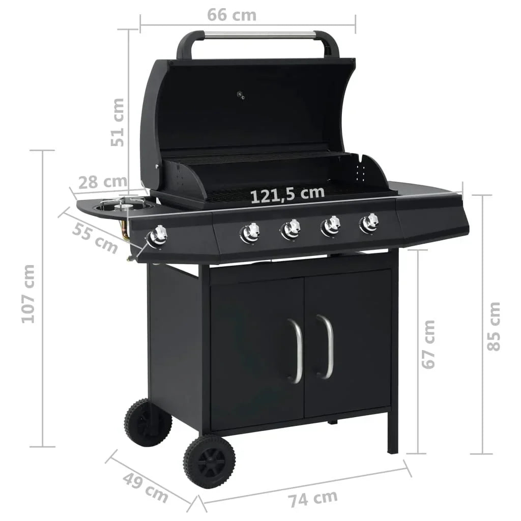 VidaXL Gasgrill mit 4+1 Brennern Schwarz