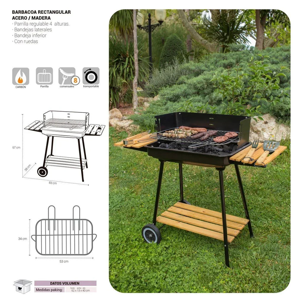 Holzkohlegrill Chiara mit Grillrost aus schwarzem Stahl 67x38x83 cm