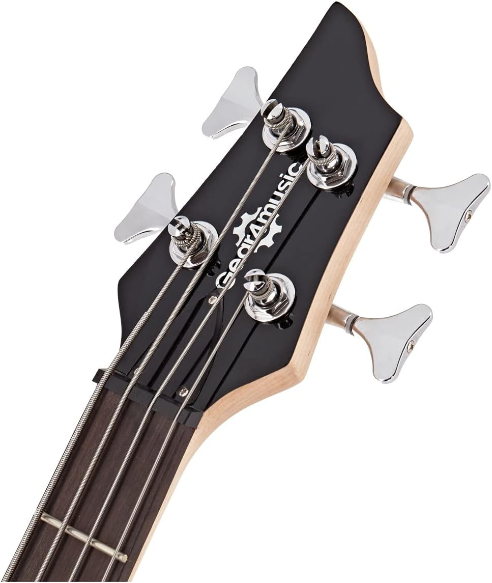 Gear4music Chicago E-Bass-Gitarre mit 15-W-Verstärker, 4 Saiten, schwarz