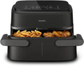 Philips Airfryer 5000 Series Dual Steam Korb - 9L, RapidAir Plus Technologie, 19 Funktionen in 1, 90 % weniger Fett, Air Steam, 2 Körbe, 2 Größen, Dampfgarer, Zubehör (NA550/00)