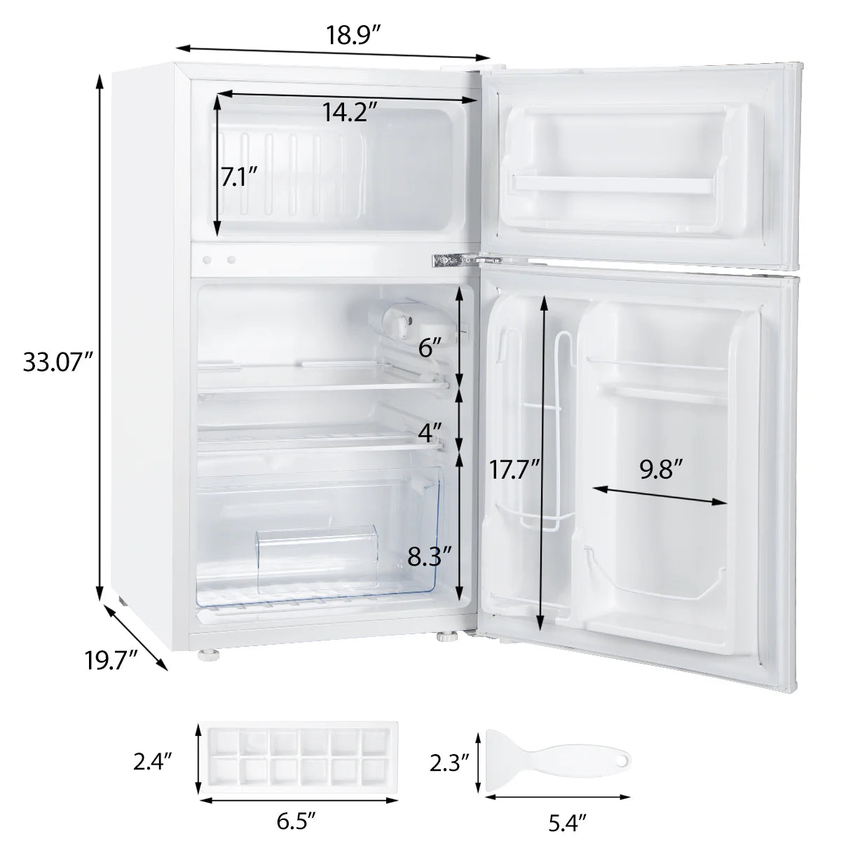 2026 Mini refrigerador EUHOMY de 3,2 pies cúbicos – Empotrable o independiente
