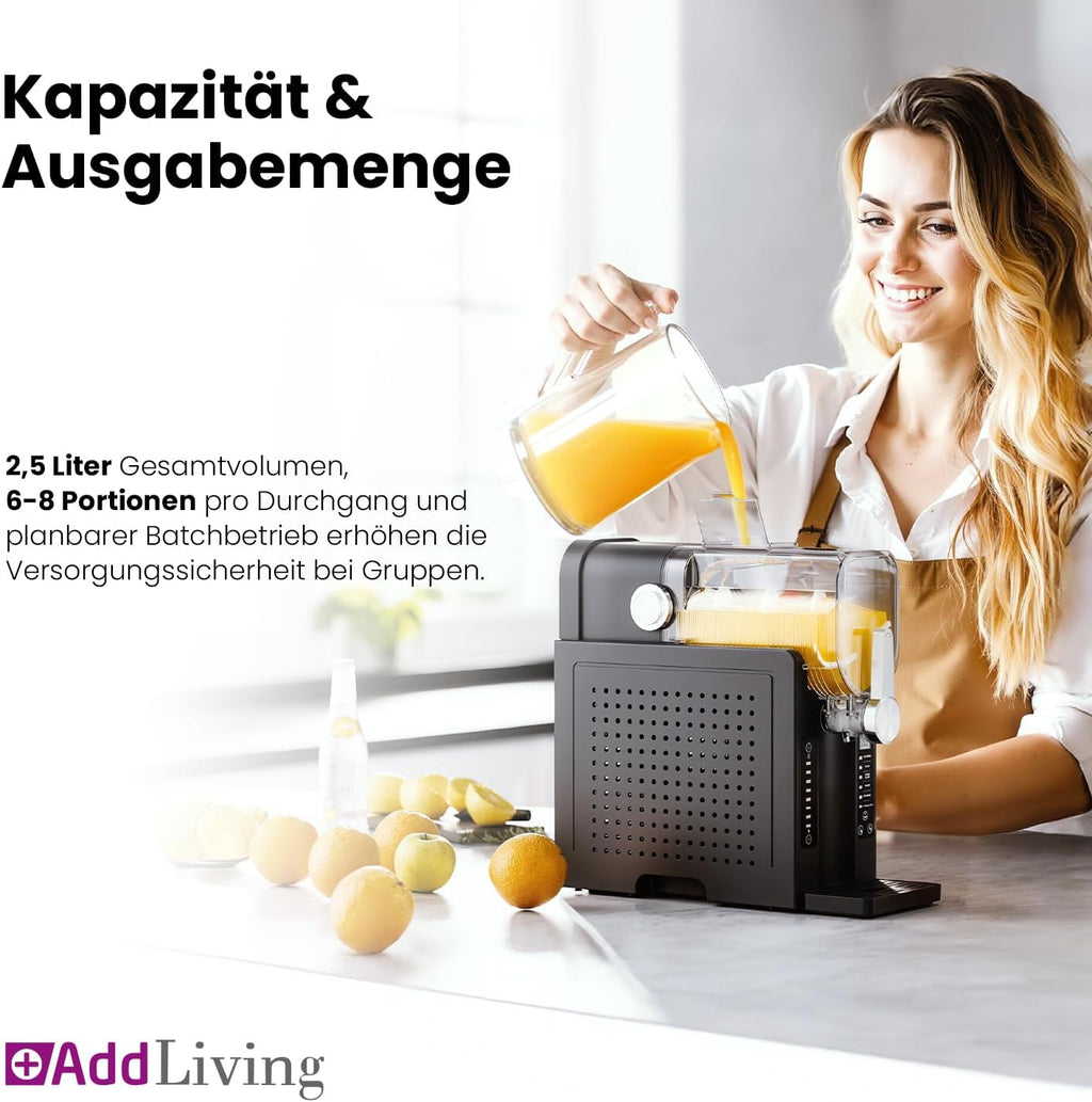 SLUSH Maschine für Zuhause | Slushy Maker & Eismaschine mit 6 Programmen | 2,6L Slush Eis Maschine für Cocktails, Slush-Eis, Softeis, Frappe, Milchshakes | Selbstreinigend | Schwarz/Silber