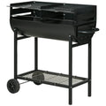Barbacoa De Carbón De Metal 90x45x96 Cm-outsunny. Negro
