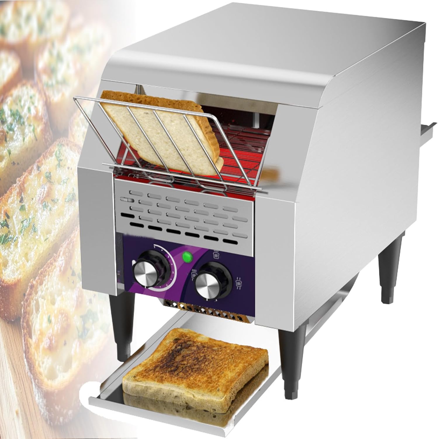 Kommerzieller Toaster, 150/300/450 Toastscheiben pro Stunde, mit Heizkettenförderung, robust, für kleine Theken