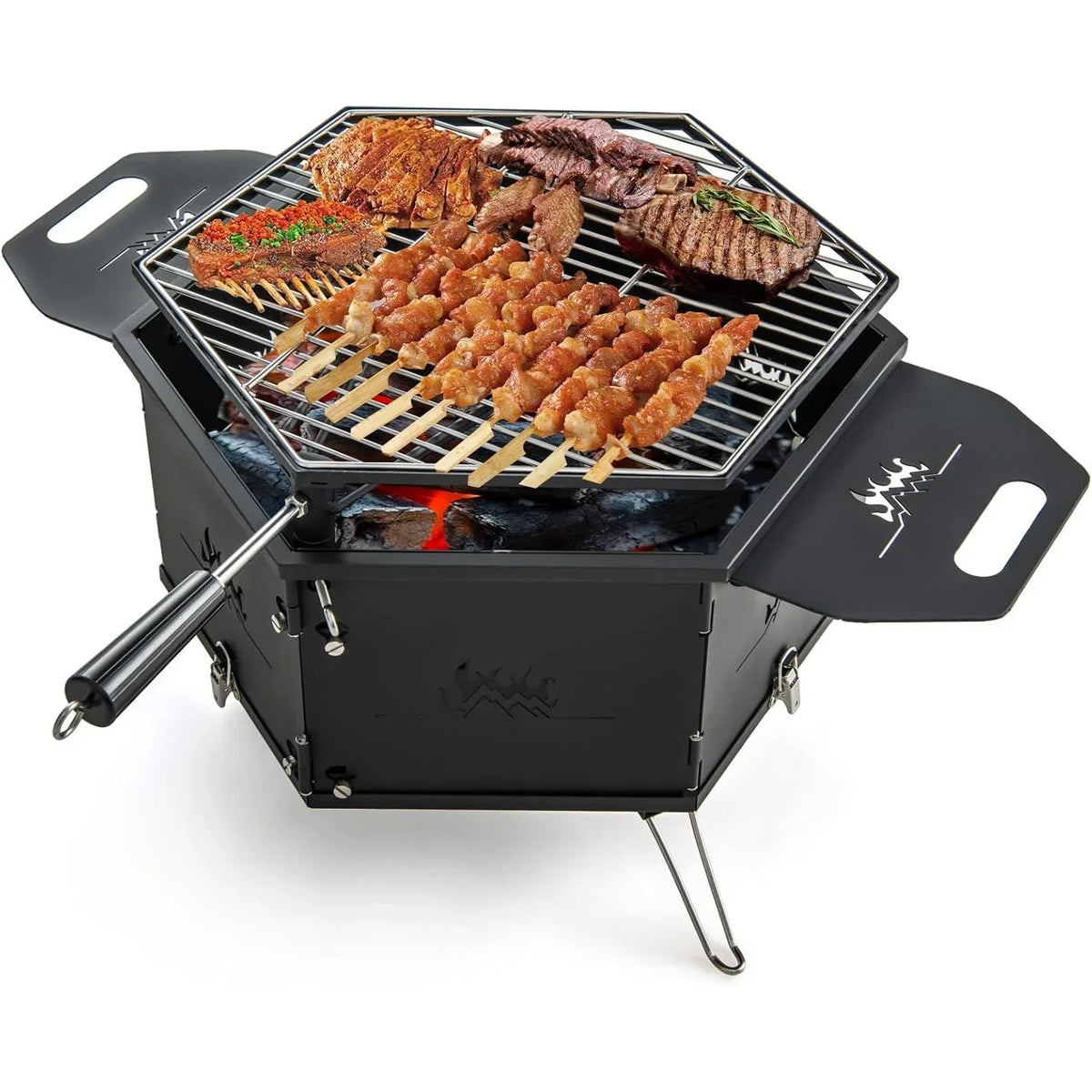 Costway Holzkohlegrill Klappbar Grillwagen Mit Ablagen Und Rollen 77 X 74 X 38 Cm