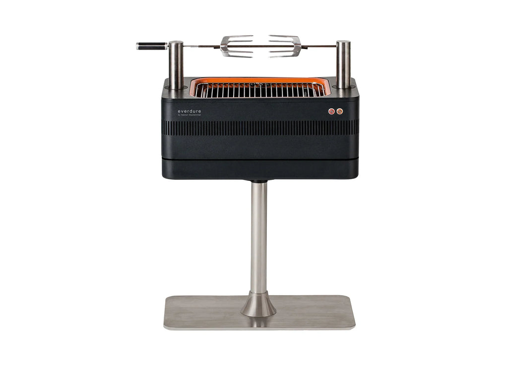 2026 Holzkohlegrill mit elektrischer Zündung – 1400W Fast Flame Ignition™ – Inklusive Drehspieß (15 kg) und Standfuß