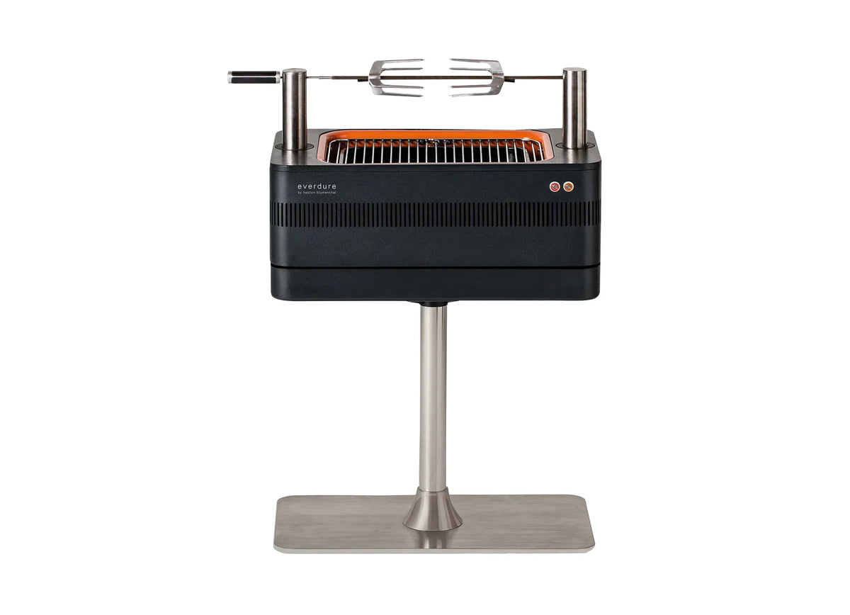 2026 Holzkohlegrill mit elektrischer Zündung – 1400W Fast Flame Ignition™ – Inklusive Drehspieß (15 kg) und Standfuß