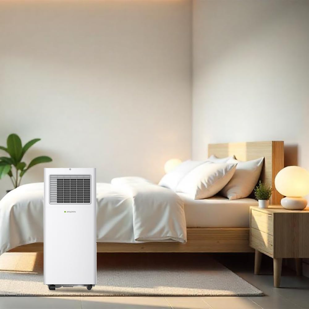 Aspes Mobile Klimaanlage, 9000 BTU. AAAP900F. Nur Kühlen, LED-Touch-Display, Timer, Fernbedienung, Fensterinstallationskit enthalten, Energieeffizienzklasse A