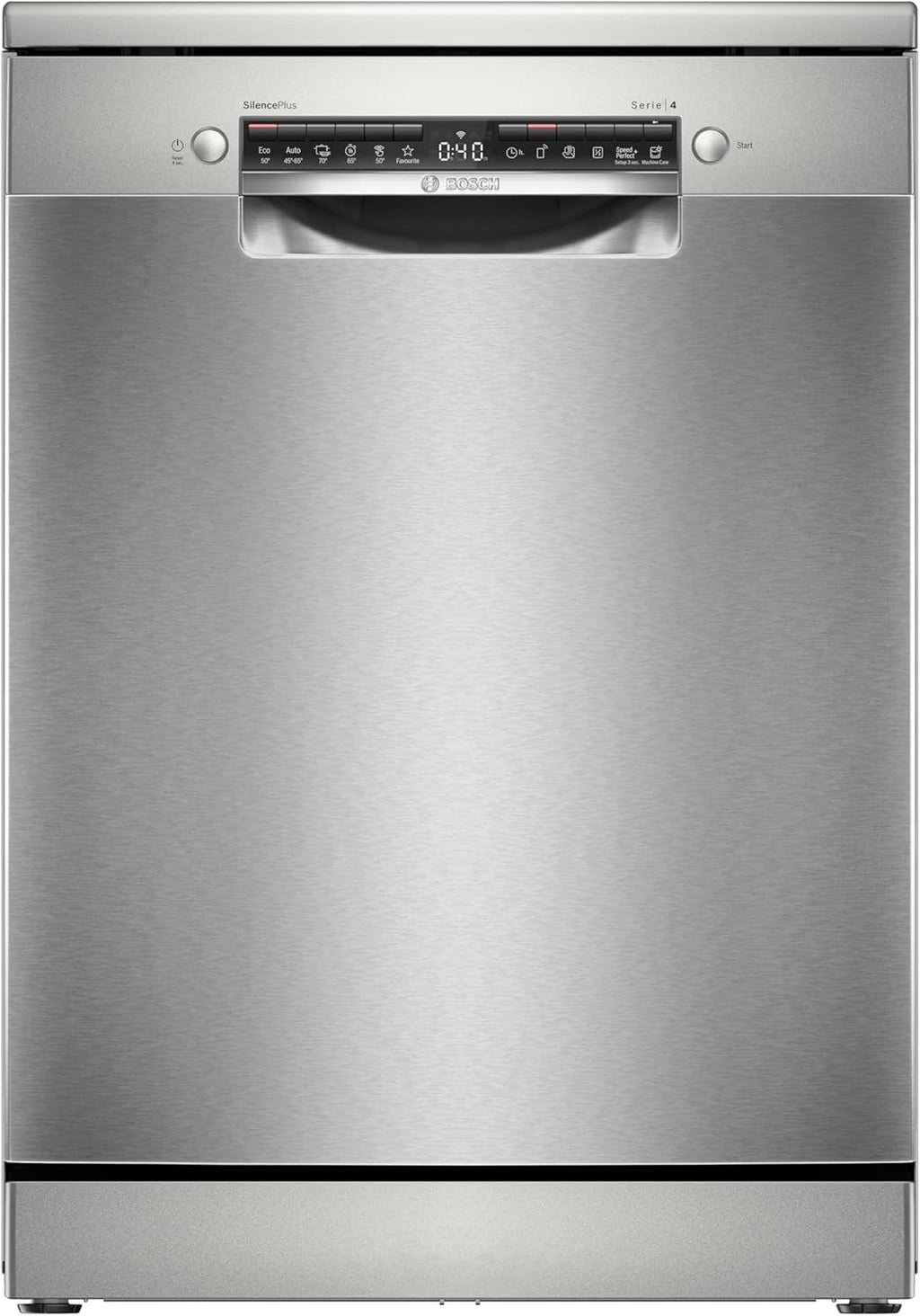 Bosch - Lavavajillas Libre Instalación, 60 cm, Serie 4, Home Connect, Motor EcoSilence, Acero, SMS4EMI06E