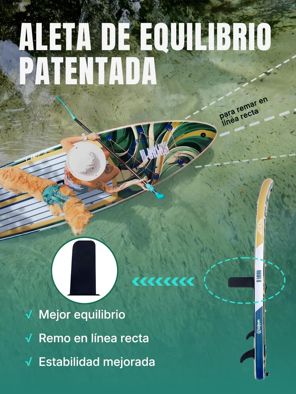 Niphean (Extra Grande) Tabla Paddle Surf Hinchable para 2+1 Personas/Familia, Paddle Surf con (Apto para Principiantes) Aleta Equilibrada, Funda Waterproof, Sup Board para Adultos, Regalo