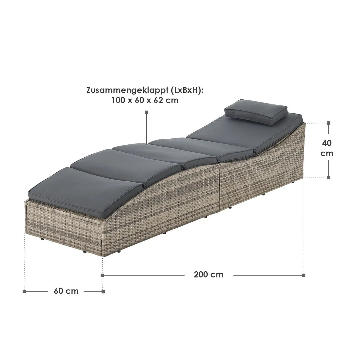2025 Polyrattan Sonnenliege Klappbar Lamia