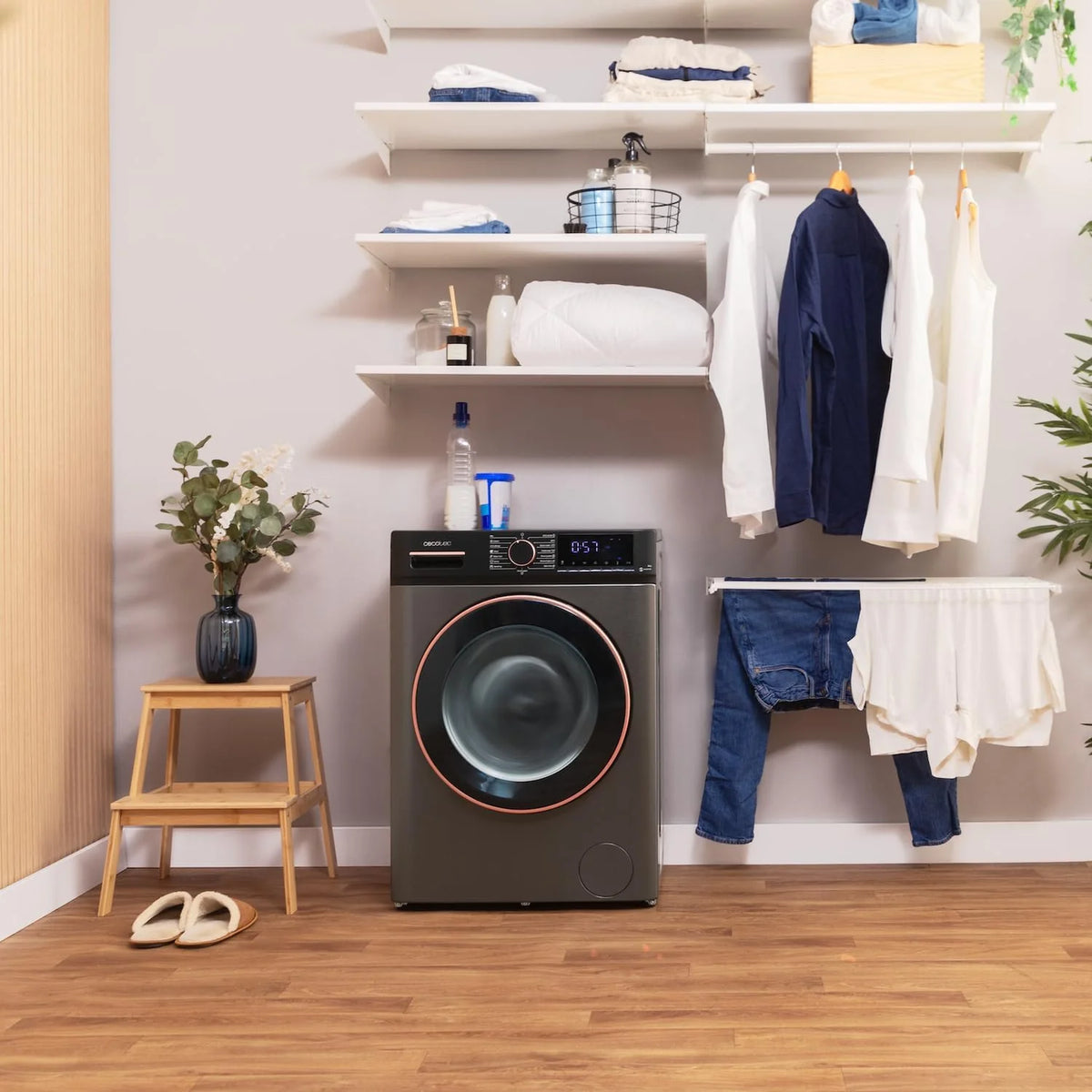 Cecotec Lavadora 10Kg Carga Frontal Bolero DressCode 10610 Inverter Steel A. 1400 RPM, Steam Max, Motor Inverter Plus, 15 Programas, OnSmart, Smooth Wash, Stop&Go, Goma Antibacteriana, Drum Clean