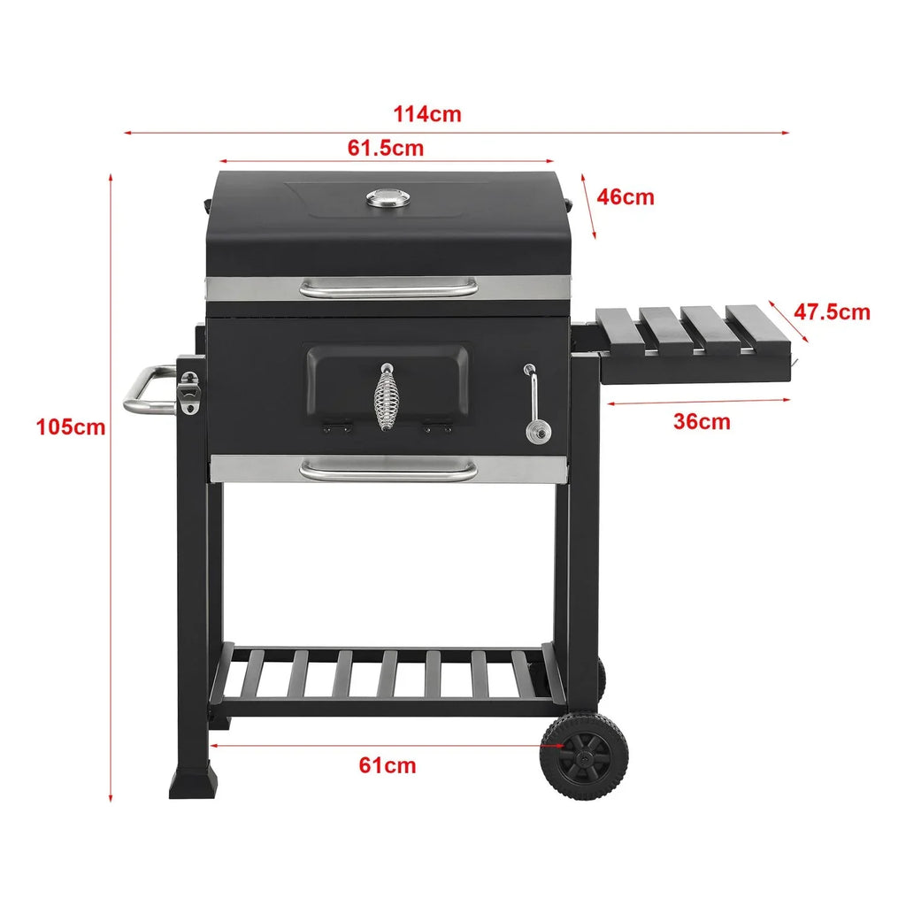 Kohlegrill Arnad mit 3 Ablagen Stahl 105x114x48cm - Schwarz [casa.pro]