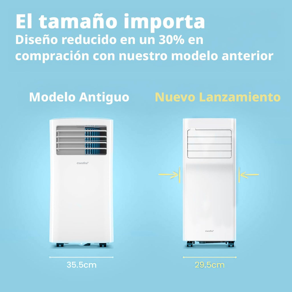COMFEE Pingüino Mobile Klimaanlage 9000 BTU/2300 Frigorien Breezy Cool Pro – Klimagerät ohne Außeneinheit, geringer Verbrauch, App-Steuerung und Fenster-Kit – Kühlen, Lüften und Entfeuchten